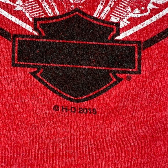 2015 Harley Davidson Fort Bragg Shirt Fits Medium Red Pin Up Biker Tee Tag L - Picture 3 of 14